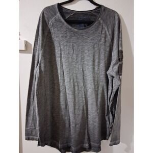 American Rag Mens XXL Gray Slub Long Sleeve T-Shirt Camo Sleeve Pocket Raglan
